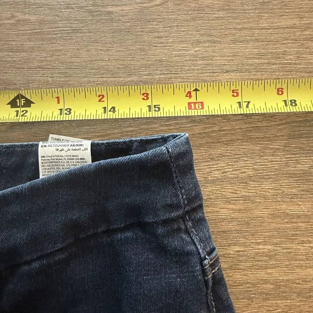 Chico's So Slimming Girlfriend Ankle Jeans Blue Denim Stretch Size 8